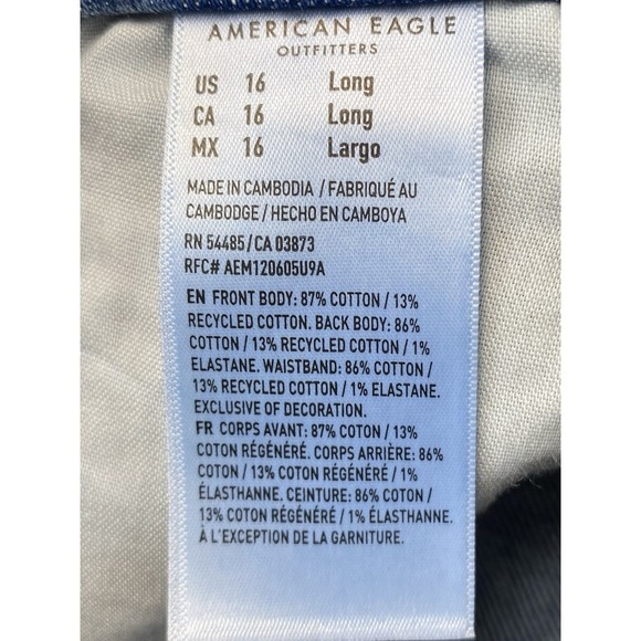 American Eagle NWT Curvy Stovepipe High Rise Baggy Strigid Jeans Womens 16 Long - Picture 6 of 13
